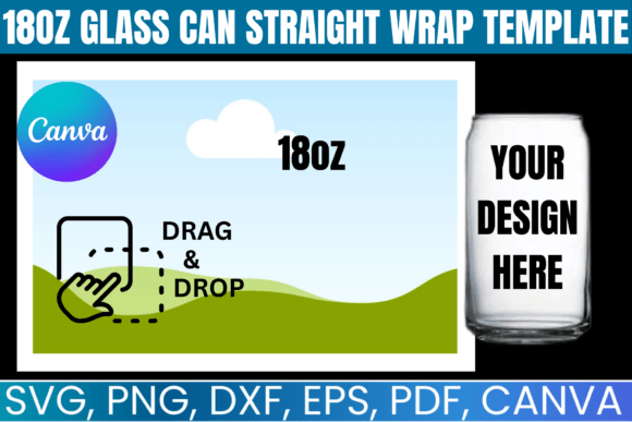 18oz Glass Can Wrap Canva Template: Graphics for Local Branding