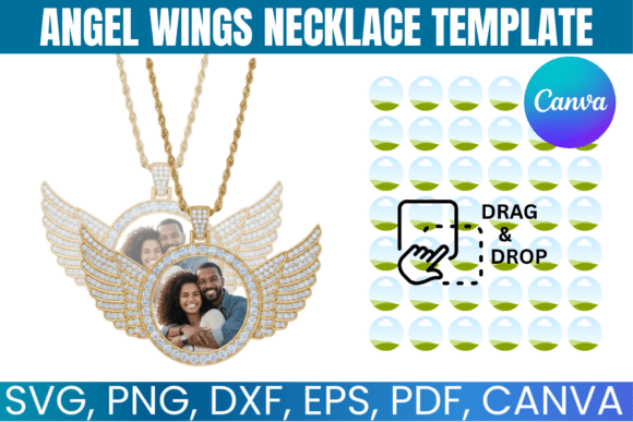 Angel Wings Necklace Canva Template Graphics