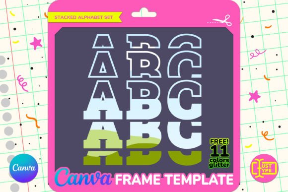 Athletic Stacked Alphabet Canva Graphics