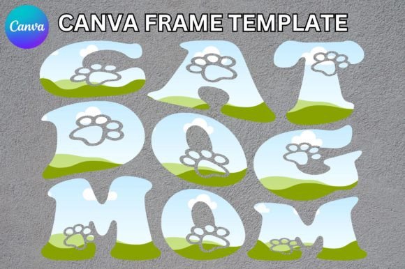 Cat Dog Mom Groovy Canva Frame Template: Graphics for Local Branding