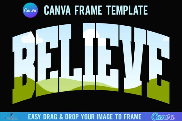 Christmas Believe Canva Frame Varsity Graphics