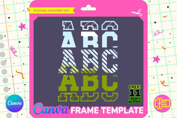 College Stacked Alphabet Canva Graphics