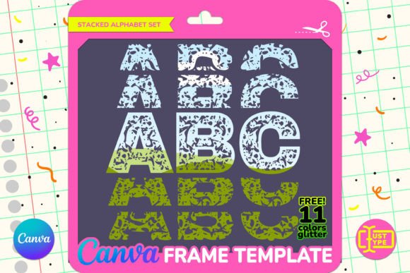 Dirty Stacked Alphabet Canva Frame Graphics
