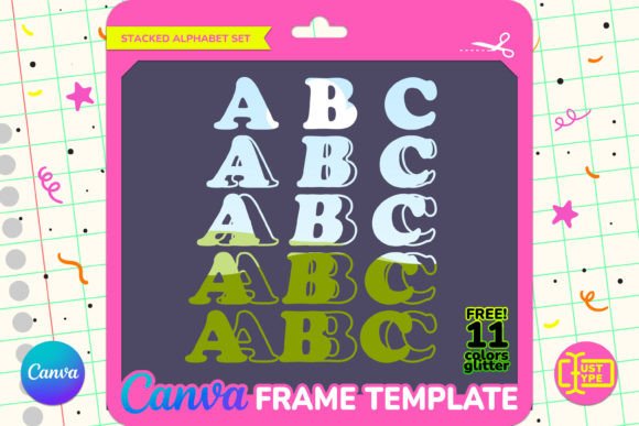 Disco Hippie Stacked Canva Frame Graphics