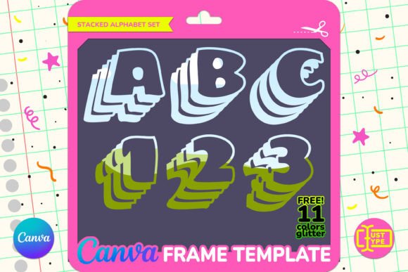 Drawing Stacked Alphabet Canva Frame Graphics