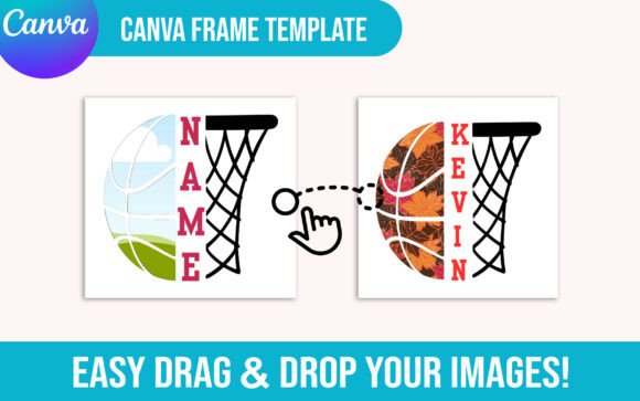 Editable Basketball Canva Frame Template Graphics