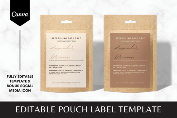 Editable Pouch Label Canva Template 1: Graphics for Real Branding