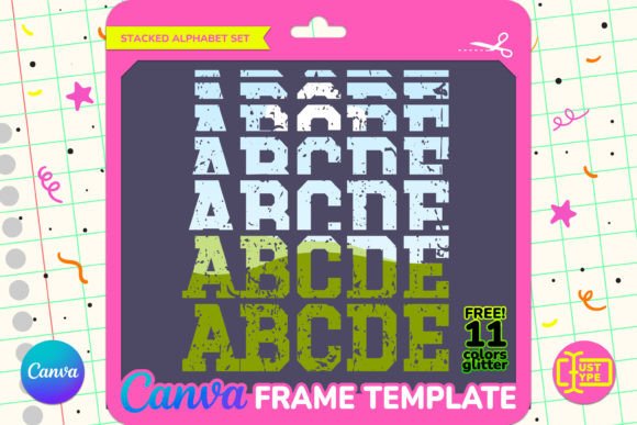 Grime Stacked Alphabet Canva Frame Graphics