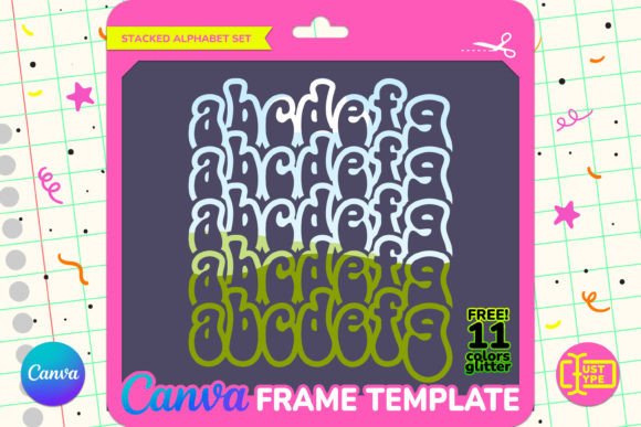 Groovy Vintage Stacked Canva Frame Graphics