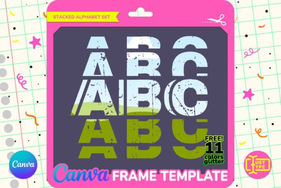 Grunge Stacked Alphabet Canva Frame Graphics