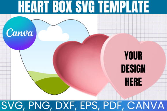 Heart Box SVG Canva Template: Graphics for Commercial Design
