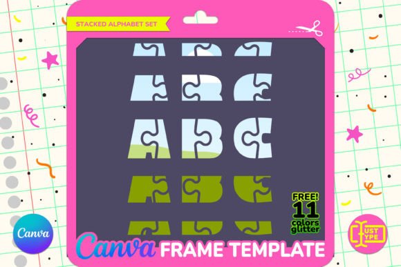 Jigsaw Stacked Alphabet Canva Frame Graphics