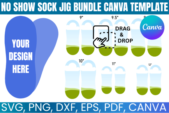 No Show Sock Jig Editable Canva Bundle: Graphics for Real Crafting