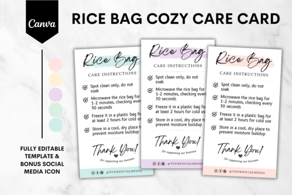 Rice Bag Care Card Canva Template 1: Graphics for Thoughtful Branding