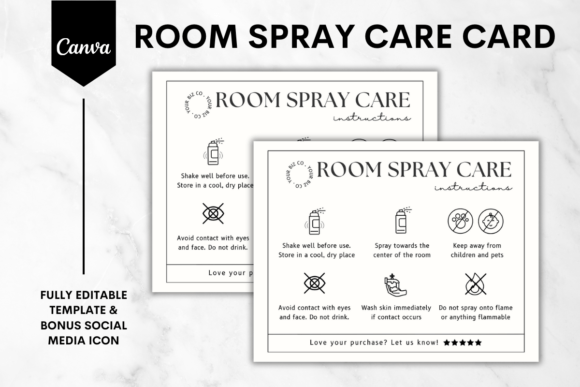 Room Spray Care Card Canva Template 2 Graphics