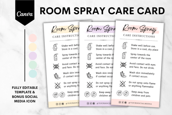 Room Spray Care Card Canva Template 3 Graphics