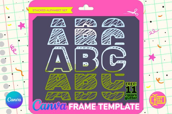 Scribble Stacked Alphabet Canva Frame Graphics