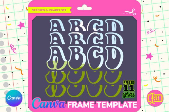 Seventies Hippie Stacked Canva Frame Graphics