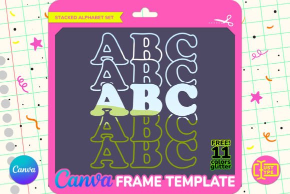 Seventies Stacked Alphabet Canva Frame