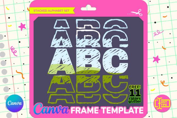 Sketch Stacked Alphabet Canva Frame