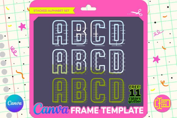 Speed Stacked Alphabet Canva Frame: Graphics for Bold, Playful Branding