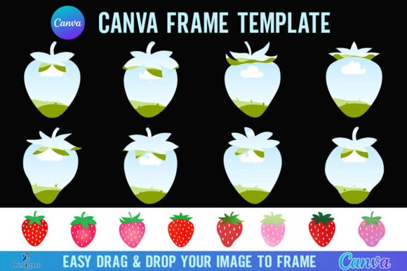 Strawberry Canva Frame Summer Spring Graphics