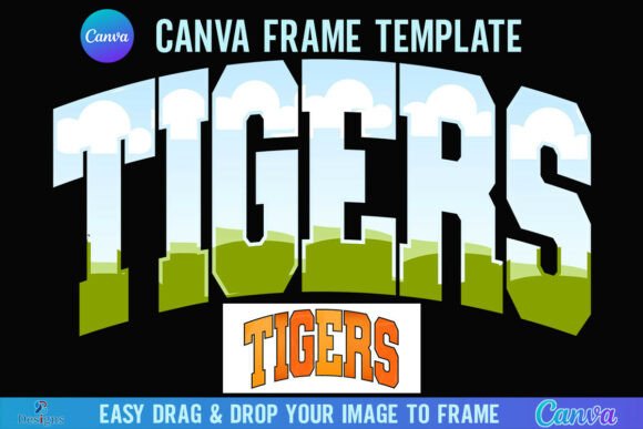 Tigers Canva Frame Varsity Mascot Team Graphics