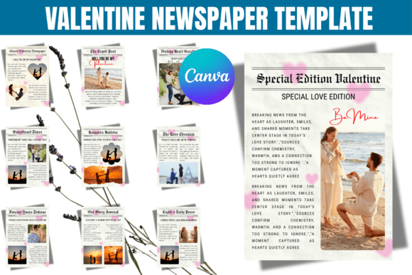 Valentine Newspaper Canva Template: Graphics That Tell a Love Story
