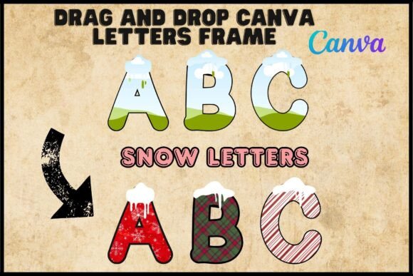 Winter Snowcap Canva Frame Letters — Graphics for Festive, Editable Designs